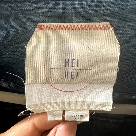 Anthropologie Hei Hei Women's Chambray Linen-Blend Open Front Jacket Size Small - Picture 6 of 11